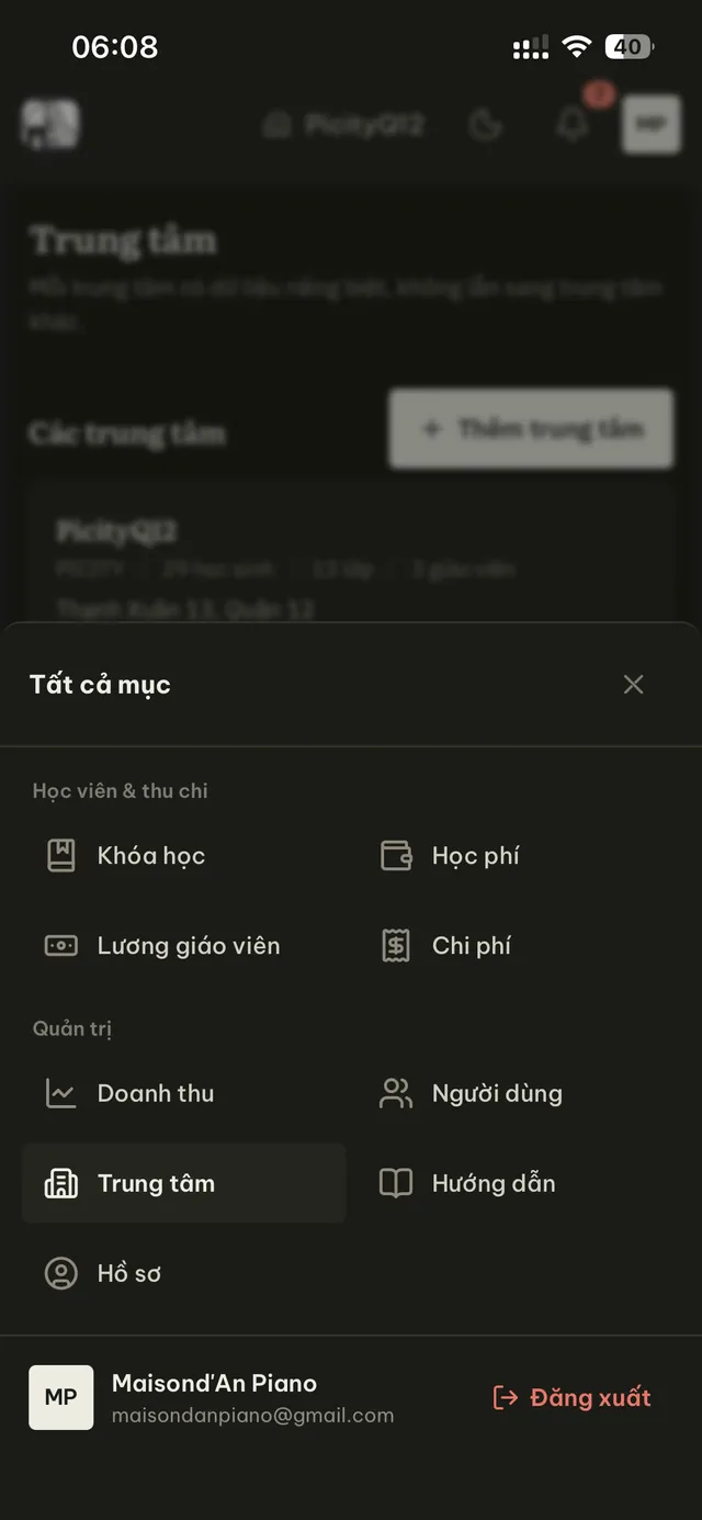 Tất cả mục trong ứng dụng Maisond’An